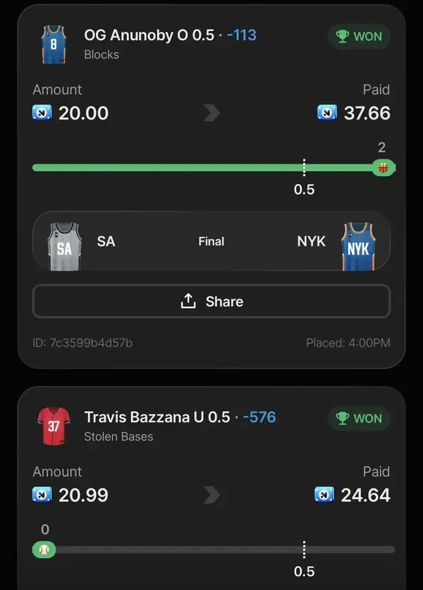Winning bet slip posted by a SharpAi member