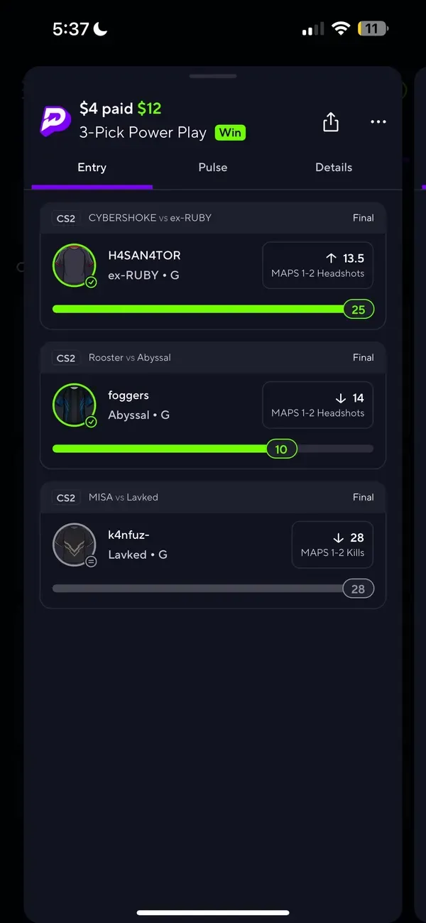 Winning bet slip posted by a SharpAi member